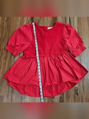 Anthropologie Maeve Womans XS Red Peplum Top - Puff Sleeve Womans Shirt